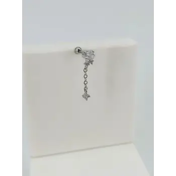 Rodyum Zirkon Taşlı Uç Kısmı : Pirinç Kıkırdak Bar Uzunluğu : 6 Mm / Bar Kalınlığı 0.8 Mm / Top Boyu 3 Mm - Pt0048