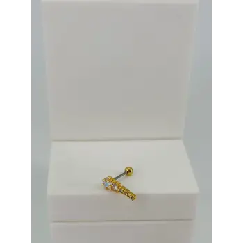 Zirkon Taşlı Uç Kısmı : Pirinç Kıkırdak Bar Uzunluğu : 6 Mm / Bar Kalınlığı 0.8 Mm / Top Boyu 3 Mm  - Pt0056-1
