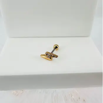 Zirkon Taşlı Uç Kısmı : Pirinç Kıkırdak Bar Uzunluğu : 6 Mm / Bar Kalınlığı 0.8 Mm / Top Boyu 3 Mm - Pt0010-1