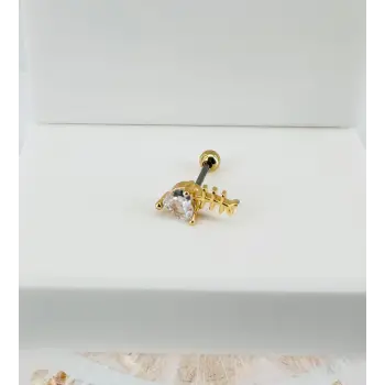 Zirkon Taşlı Uç Kısmı : Pirinç Kıkırdak Bar Uzunluğu : 6 Mm / Bar Kalınlığı 0.8 Mm / Top Boyu 3 Mm - Pt0039-1
