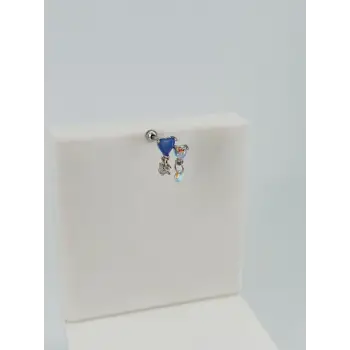 Rodyum Zirkon Taşlı Uç Kısmı : Pirinç Kıkırdak Bar Uzunluğu : 6 Mm / Bar Kalınlığı 0.8 Mm / Top Boyu 3 Mm - Pt0046