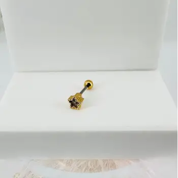 Zirkon Taşlı Uç Kısmı : Pirinç Kıkırdak Bar Uzunluğu : 6 Mm / Bar Kalınlığı 0.8 Mm / Top Boyu 3 Mm - Pt0031-1