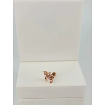 Rose Zirkon Taşlı Uç Kısmı : Pirinç Kıkırdak Bar Uzunluğu : 6 Mm / Bar Kalınlığı 0.8 Mm / Top Boyu 3 Mm  - Pt0052-2