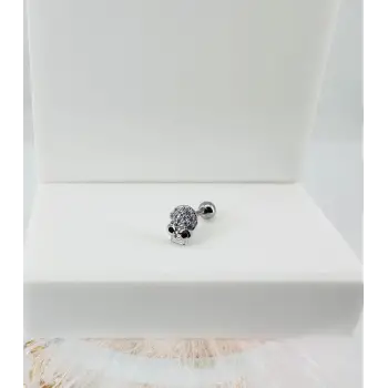 Rodyum Zirkon Taşlı Uç Kısmı : Pirinç Kıkırdak Bar Uzunluğu : 6 Mm / Bar Kalınlığı 0.8 Mm / Top Boyu 3 Mm - Pt0033