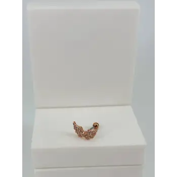 Rose Zirkon Taşlı Uç Kısmı : Pirinç Kıkırdak Bar Uzunluğu : 6 Mm / Bar Kalınlığı 0.8 Mm / Top Boyu 3 Mm  - Pt0054-2