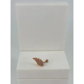 Rose Zirkon Taşlı Uç Kısmı : Pirinç Kıkırdak Bar Uzunluğu : 6 Mm / Bar Kalınlığı 0.8 Mm / Top Boyu 3 Mm / Çap 10 Mm - Pt0055-2