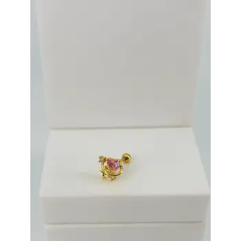 Zirkon Taşlı Uç Kısmı : Pirinç Kıkırdak Bar Uzunluğu : 6 Mm / Bar Kalınlığı 0.8 Mm / Top Boyu 3 Mm  - Pt0059-1