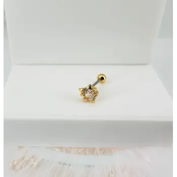 Zirkon Taşlı Uç Kısmı : Pirinç Kıkırdak Bar Uzunluğu : 6 Mm / Bar Kalınlığı 0.8 Mm / Top Boyu 3 Mm - Pt0028-1