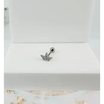 Rodyum Zirkon Taşlı Uç Kısmı : Pirinç Kıkırdak Bar Uzunluğu : 6 Mm / Bar Kalınlığı 0.8 Mm / Top Boyu 3 Mm - Pt0037
