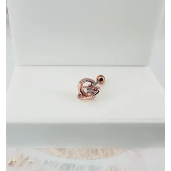 Rose Zirkon Taşlı Uç Kısmı : Pirinç Kıkırdak Bar Uzunluğu : 6 Mm / Bar Kalınlığı 0.8 Mm / Top Boyu 3 Mm - Pt0032-2