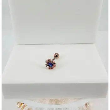 Rose Zirkon Taşlı Uç Kısmı : Pirinç Kıkırdak Bar Uzunluğu : 6 Mm / Bar Kalınlığı 0.8 Mm / Top Boyu 3 Mm - Pt0038-2