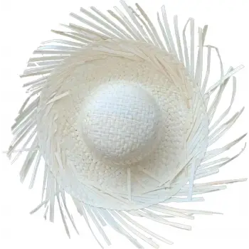 Tropikal Parti Beyaz Hasır Hawaii Şapkası 13x36 Cm