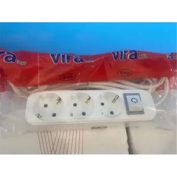 Vira 3lü 2mt Anahtarlı Topraklı Priz (KDO)