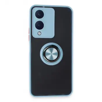 Vivo Y17s Kılıf Montreal Yüzüklü Silikon Kapak - Buz Mavi