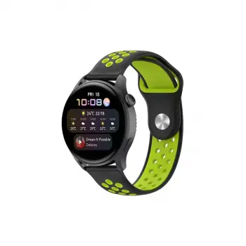 Watch 20mm Spor Delikli Kordon - Siyah-yeşil