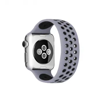 Watch 38mm Ayarlı Delikli Silikon Kordon - Gri-siyah