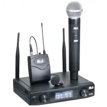 Wöller W-920EY UHF Çift Kanallı Led Ekran Kablosuz Yaka ve El Mikrofonu