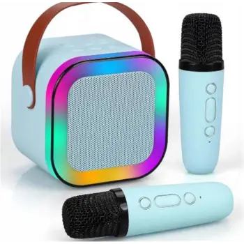 WowKids SY13 İki Mikrofonlu Mavi Karaoke Speaker (KDO)