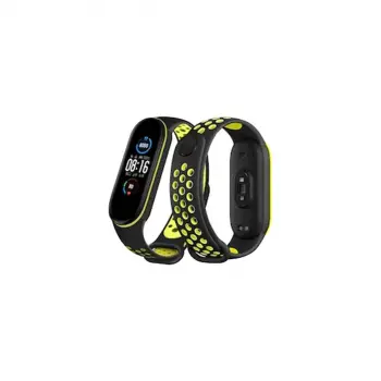 Xiaomi Mi Band 4 Spor Delikli Kordon - Siyah-yeşil