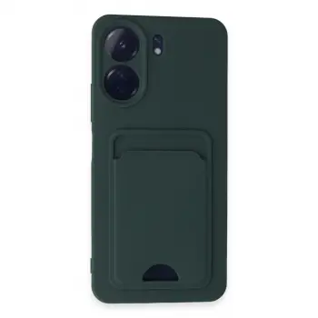 Xiaomi Redmi 13c Kılıf Kelvin Kartvizitli Silikon - Koyu Yeşil