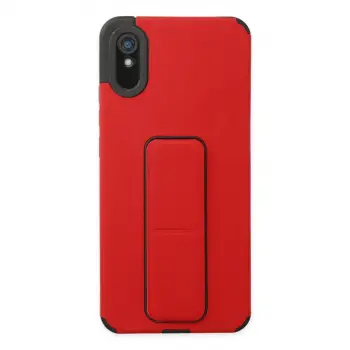 Xiaomi Redmi 9a Kılıf Mega Standlı Silikon - Kırmızı