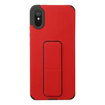 Xiaomi Redmi 9a Kılıf Mega Standlı Silikon - Kırmızı