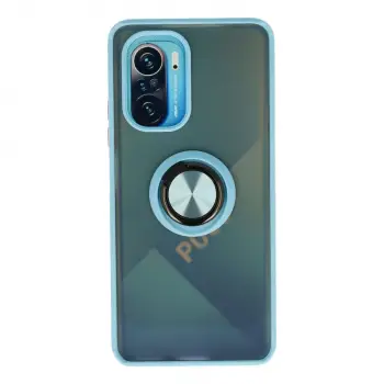 Xiaomi Redmi K40 Kılıf Montreal Yüzüklü Silikon Kapak - Buz Mavi
