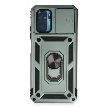 Xiaomi Redmi Note 10 Kılıf Pars Lens Yüzüklü Silikon - Yeşil