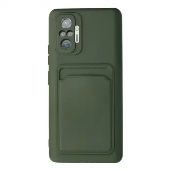 Xiaomi Redmi Note 10 Pro Kılıf Kelvin Kartvizitli Silikon - Koyu Yeşil