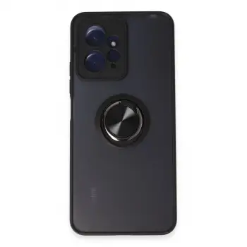 Xiaomi Redmi Note 12 4g Kılıf Montreal Yüzüklü Silikon Kapak - Siyah