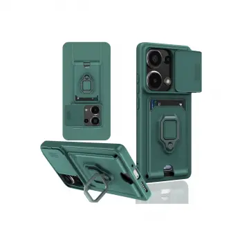 Xiaomi Redmi Note 13 Pro 4g Kılıf Zuma Kartvizitli Yüzüklü Silikon - Yeşil