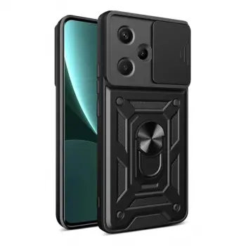 Xiaomi Redmi Note 13 Pro Plus Kılıf Pars Lens Yüzüklü Silikon - Siyah