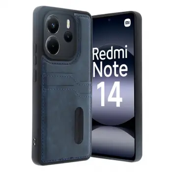 Xiaomi Redmi Note 14 4g Kılıf Sara Kartvizitli Deri Kılıf - Lacivert
