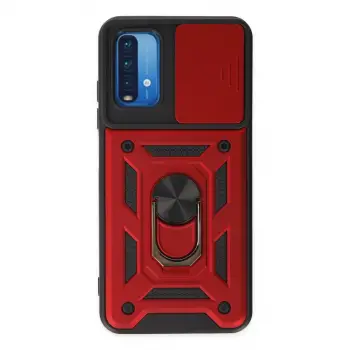 Xiaomi Redmi Note 9 4g Kılıf Pars Lens Yüzüklü Silikon - Kırmızı