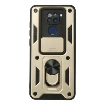 Xiaomi Redmi Note 9 Kılıf Pars Lens Yüzüklü Silikon - Gold