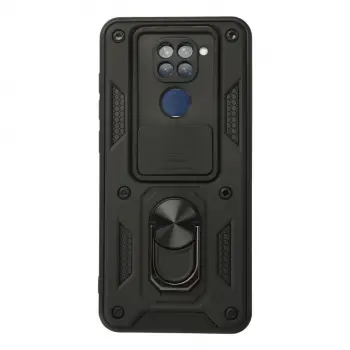 Xiaomi Redmi Note 9 Kılıf Pars Lens Yüzüklü Silikon - Siyah