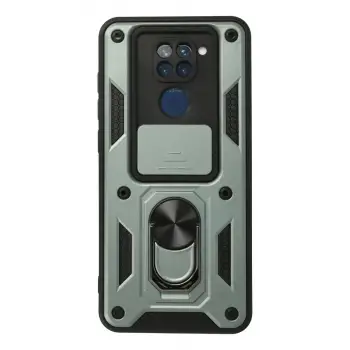 Xiaomi Redmi Note 9 Kılıf Pars Lens Yüzüklü Silikon - Yeşil