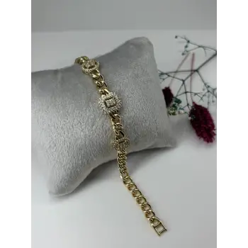    Zirkon Taşlı Pirinç Zirkon Bileklikler 19 Cm  - Kbl0333