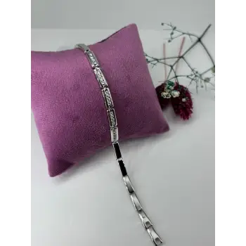 Rodyum Zirkon Taşlı Pirinç Zirkon Bileklikler 17 Cm  - Kbl0343