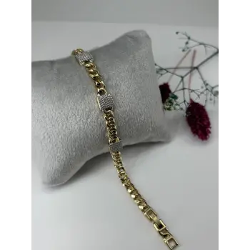    Zirkon Taşlı Pirinç Zirkon Bileklikler 17+2 Cm  - Kbl0330