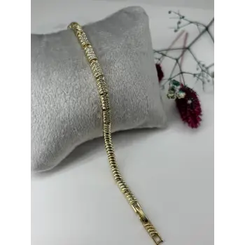    Zirkon Taşlı Pirinç Zirkon Bileklikler 17+2 Cm  - Kbl0321