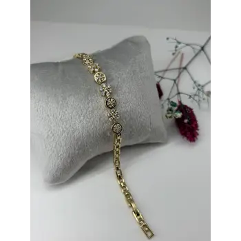    Zirkon Taşlı Pirinç Zirkon Bileklikler 17+2 Cm  - Kbl0322