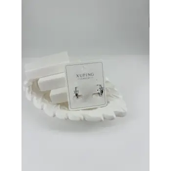 Rodyum Zirkon Taşlı Pirinç Zirkon Küpe - Kp00319