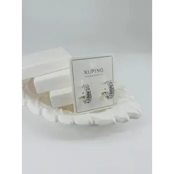 Rodyum Zirkon Taşlı Pirinç Zirkon Küpe - Kp00305