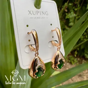 Xuping Yeşil Taşlı Damla Küpe - Kp00224