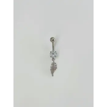 Yaprak Detaylı Sallantılı Göbek Piercing - Pg0111