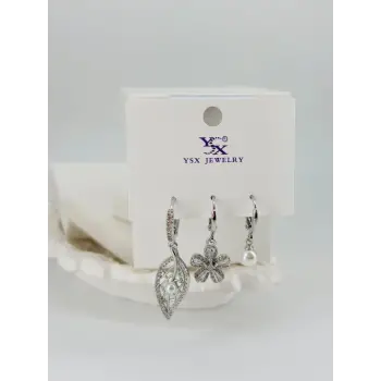 Yaprak Detaylı Üçlü Kombin Küpe - Kp00532
