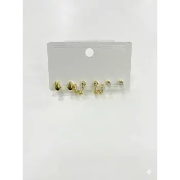 Yılan Detaylı Altılı Küpe - Kp00608