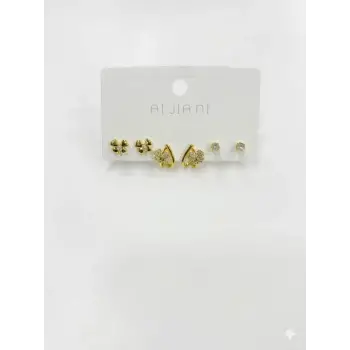 Yonca Detaylı Altılı Küpe - Kp00590