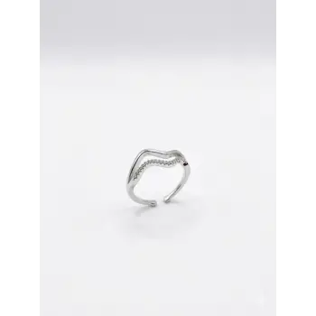Ayarlanabilir Rodyum Zirkon Taşlı Pirinç Bijuteri Yüzük - Yz0247